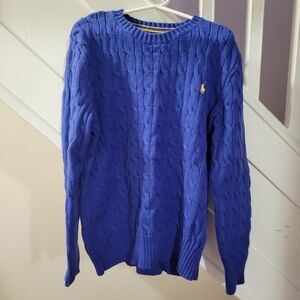 EUC Polo Ralph Lauren Royal Blue Cableknit Crewneck Sweater